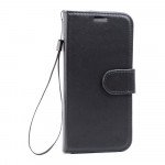 Wholesale Galaxy S8 Folio Flip Leather Wallet Case with Strap (Black)